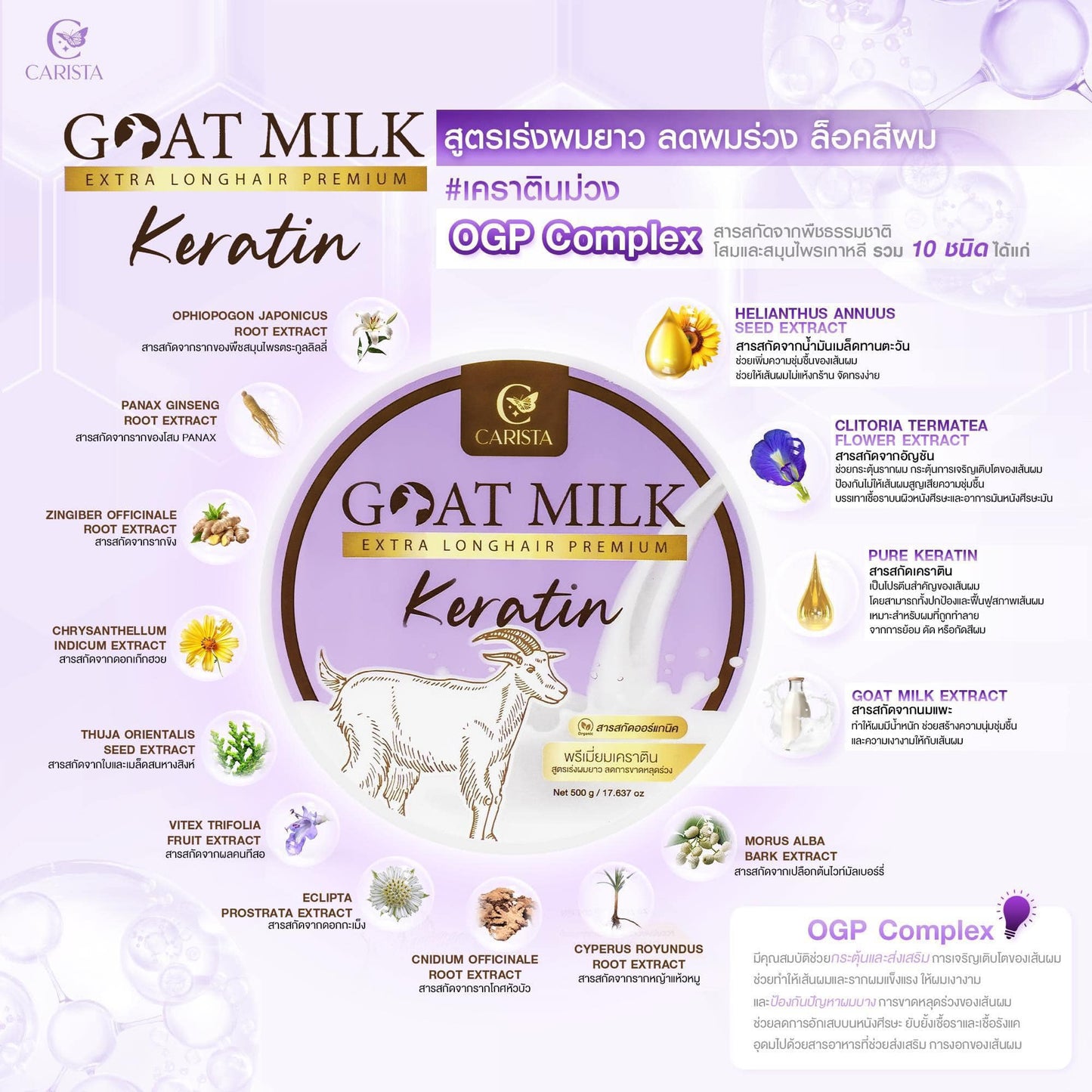 Carista Goat Milk Keratin Hair Growth (Purple) เคราตินนมแพะ