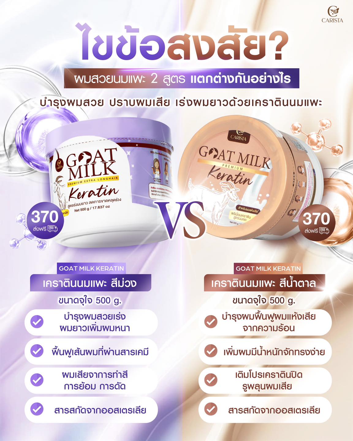 Carista Goat Milk Keratin Hair Growth (Purple) เคราตินนมแพะ